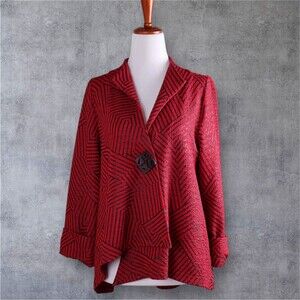 IC BY CONNIE K Collection Textured Mixed Stripe Jacket Top Size L